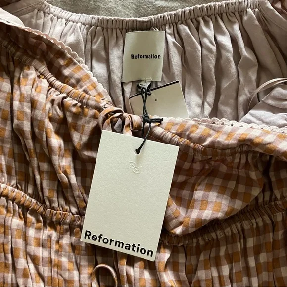 Reformation Rhett Midi Dress in Audrie Check - Size 4 - Picture 10 of 13
